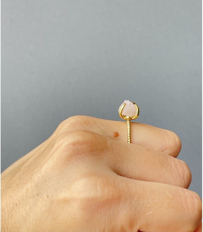 Anillo Cuarzo Rosa Braided