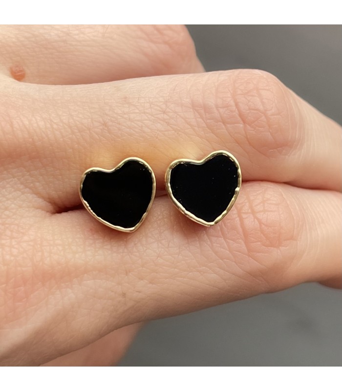 Aretes ónix en forma de corazón