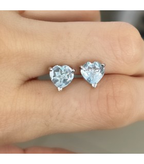 Aretes Corazón Pulido Sky Blue Topaz