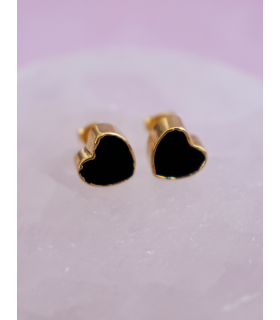 Aretes ónix en forma de corazón