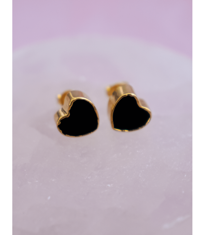 Aretes ónix en forma de corazón