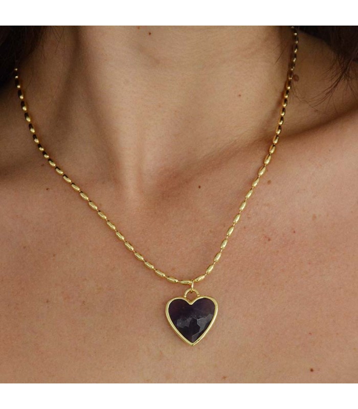 Collar de Amatista con dije en forma de corazón