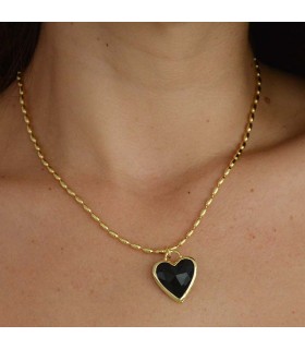 Collar de Ónix con dije en forma de corazón