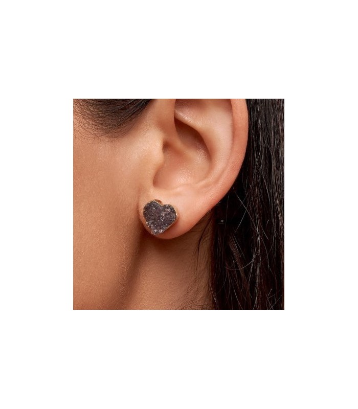 Aretes de Amatista en forma de corazón