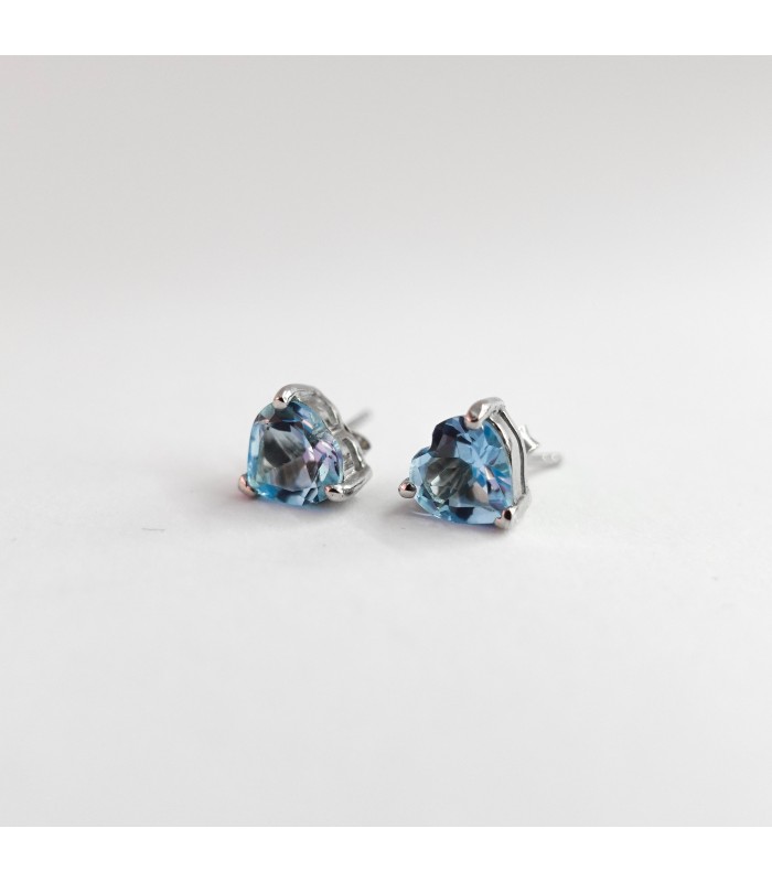 Aretes Corazón Pulido Sky Blue Topaz