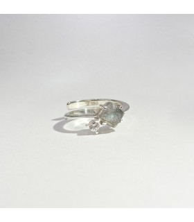 Anillo Labradorita y topacio blanco Infinity double Plata