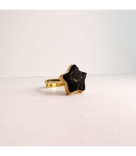Anillo petite Turmalina Negra Enchapado