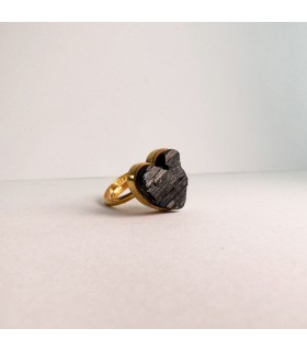 Anillo petite Turmalina Negra Enchapado