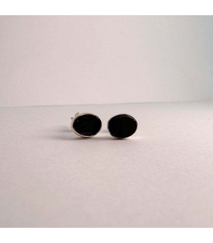 Aretes petite Turmalina Negra Plata