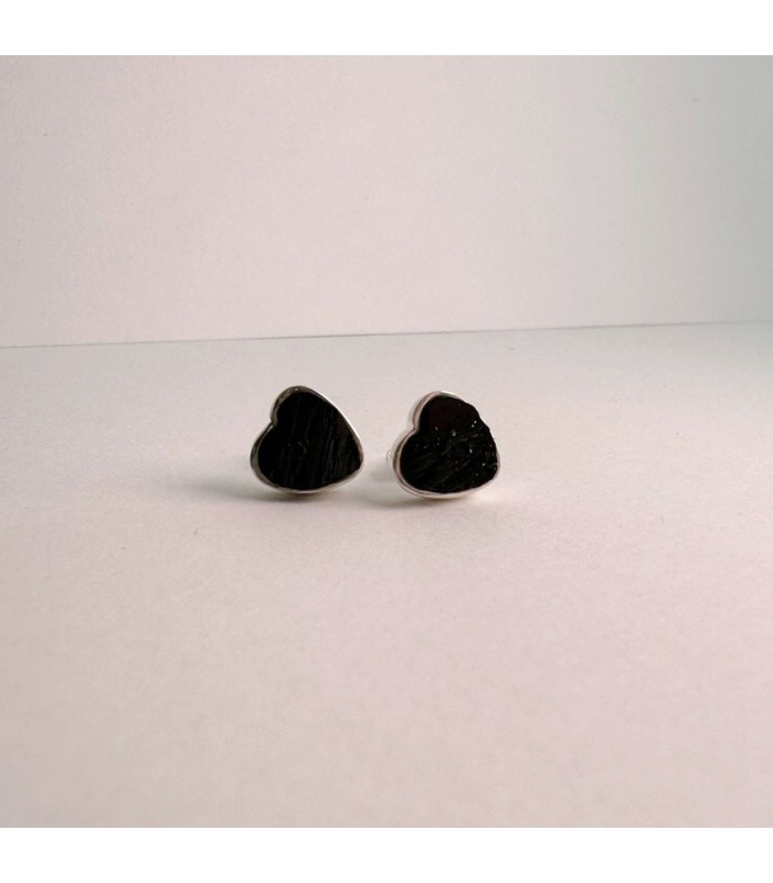 Aretes petite Turmalina Negra Plata