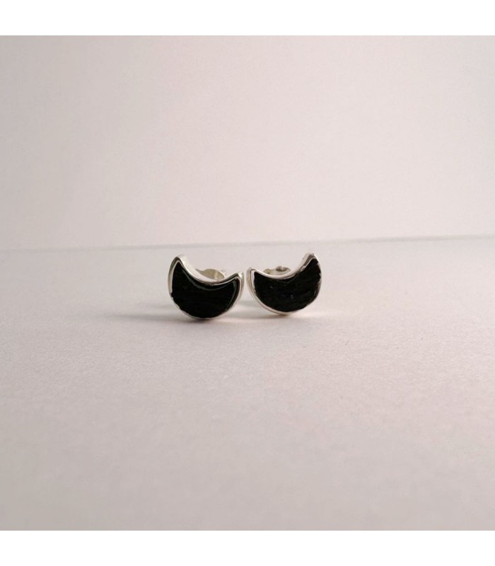 Aretes petite Turmalina Negra Plata