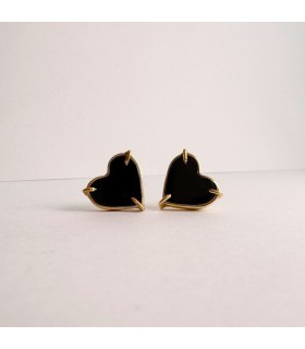 Aretes de Ónix grande corazón