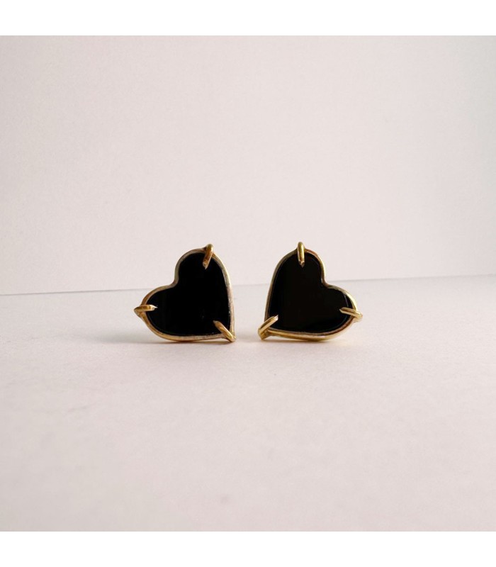 Aretes de Ónix grande corazón