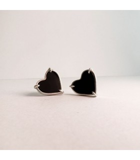 Aretes de Ónix grande corazón