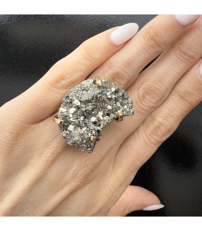 Anillo Pirita Druzy Wire
