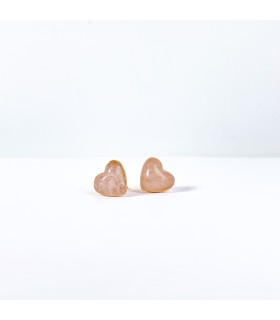 Aretes Cuarzo Rosa En forma de Corazón