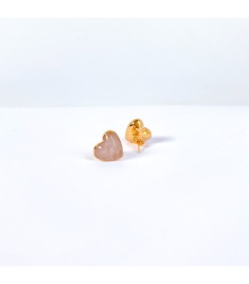Aretes Cuarzo Rosa En forma de Corazón