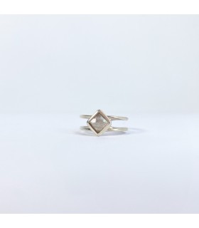 Anillo square doble labradorita