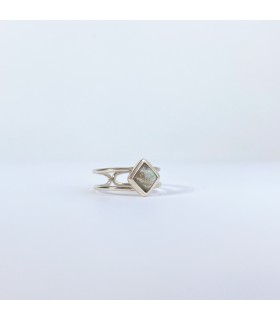Anillo square doble labradorita