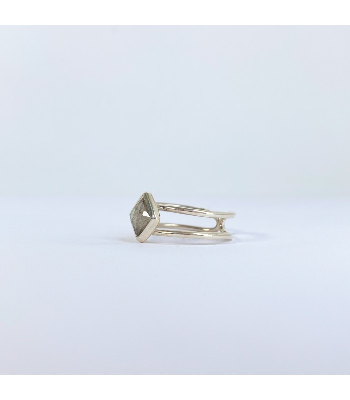 Anillo square doble labradorita