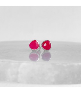 Arete de Agata Rosa forma gota
